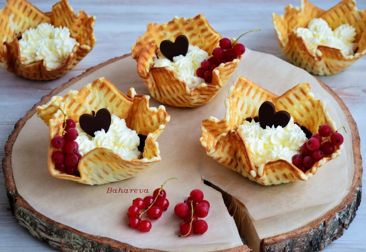 Вафельные корзиночки с шикарным кремом и шоколадом
